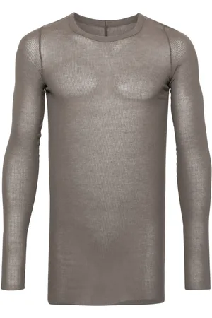 Rick Owens Playera de tejido fino de canalé manga larga