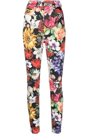 Philipp Plein Leggins de mezclilla con estampado floral