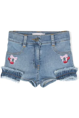 MONNALISA Shorts de mezclilla con logo bordado