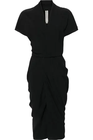 Rick Owens Vestido midi cruzado con cuello en V