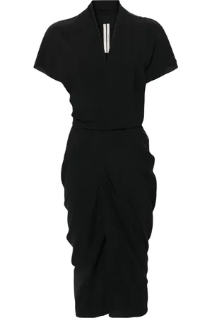 Rick Owens Vestido midi cruzado con cuello en V