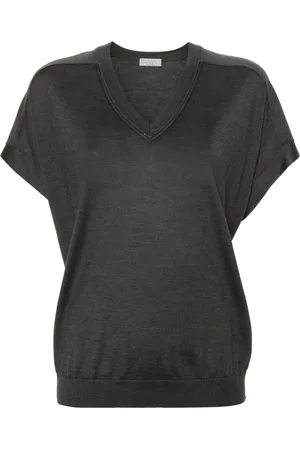 Brunello Cucinelli Playera tejida con cuello redondo
