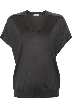 Brunello Cucinelli Playera tejida con cuello redondo