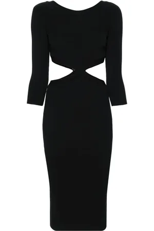 Elisabetta Franchi Vestido midi tejido de canalé con aberturas