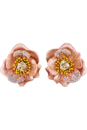 Anabela Chan Aretes Bloom en oro amarillo de 18kt con diamantes y zafiros