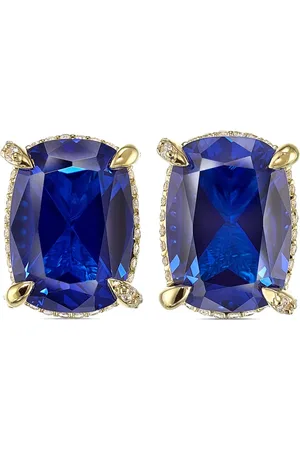 Anabela Chan Aretes Wing en oro amarillo de 18kt con diamantes y zafiros