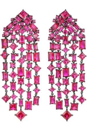 Anabela Chan Aretes Cascade con rubí y rodio vermeil