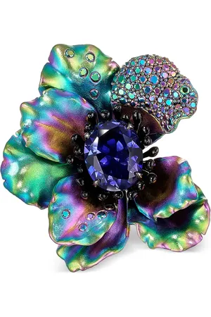 Anabela Chan Broche Poppy en oro amarillo de 18kt con zafiro y topacio