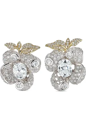 Anabela Chan Aretes Blossom en oro amarillo y oro blanco de 18kt con diamantes