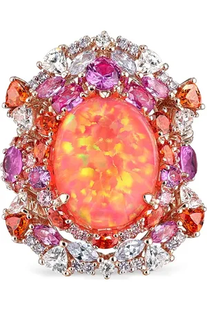 Anabela Chan Anillos Coral Opal Ocean en oro amarillo vermeil de 18kt con gemas