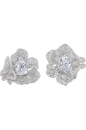 Anabela Chan Aretes Peony en oro blanco de 18kt con diamantes