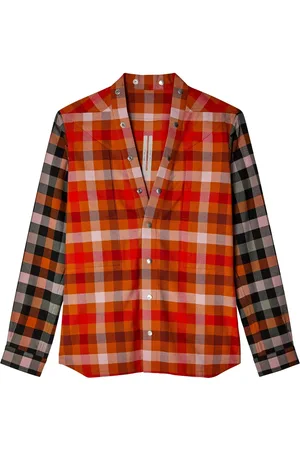 Rick Owens Camisa con paneles y estampado de cuadros