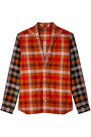 Rick Owens Camisa con paneles y estampado de cuadros