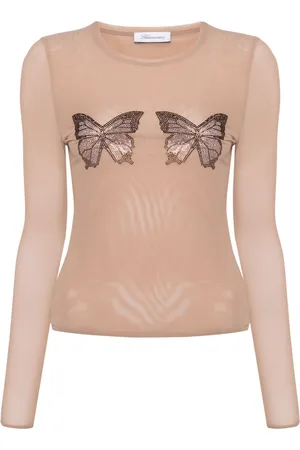 BLUMARINE Top de malla con detalle de mariposa