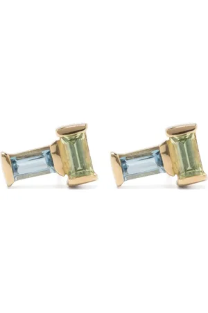 Aliita Arete Tu Y Yo en oro amarillo de 18kt con aguamarina y peridoto