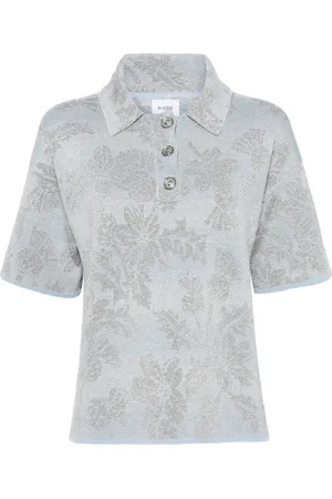 Barrie Playera tipo polo con motivo de cardo en intarsia