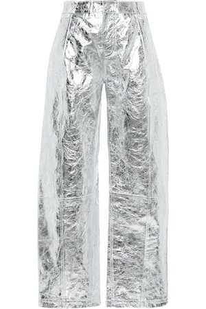 DAVID KOMA Pantalones anchos metalizados