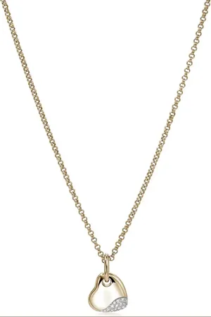 John Hardy Collar Pebble Heart en oro amarillo de 14kt con diamantes