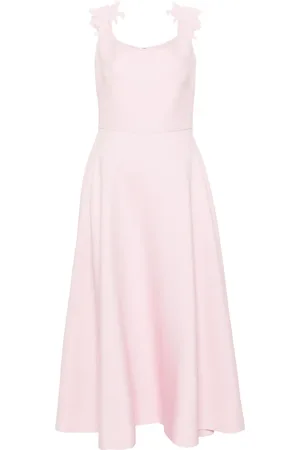 VALENTINO GARAVANI Vestido midi acampanado con aplique floral