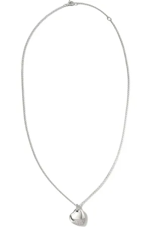 John Hardy Collar Pebble Heart de plata con diamantes