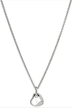 John Hardy Collar Pebble Heart en plata de ley con diamantes