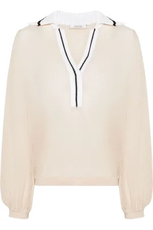 Dorothee Schumacher Blusa tejida semitransparente con cuello en contraste