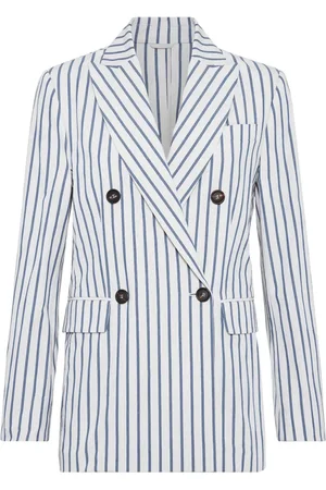Brunello Cucinelli Blazer con doble botonadura y motivo de rayas