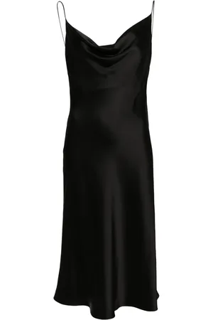 Stella McCartney Vestido midi con cuello desbocado y efecto satinado