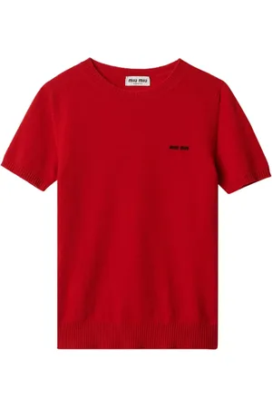 Miu Miu Top de cachemira con logo en intarsia