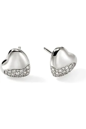 John Hardy Aretes Pebble Heart en plata de ley