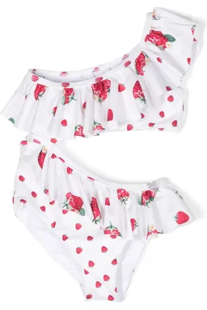 MONNALISA Traje de baño con aberturas y fresas estampadas