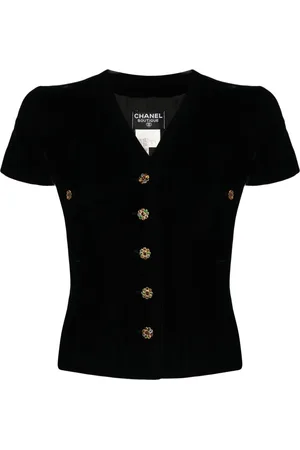 CHANEL Camisa de velour con botones 1996