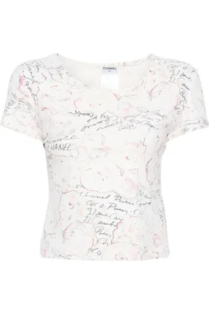 CHANEL Playera con estampado camellia 1998