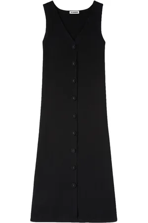 Jil Sander Vestido midi con diseño tejido y cuello en V