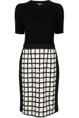 Paule Ka Vestido tejido de canalé con motivo de cuadrícula