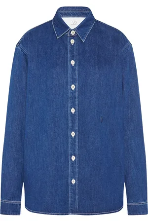 ROSETTA GETTY Camisa de mezclilla con cuello de pico de x Violet Getty