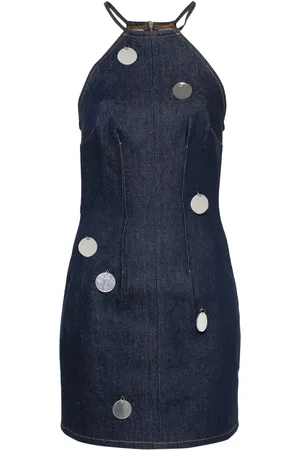 DAVID KOMA Vestido de mezclilla con detalle de espejo