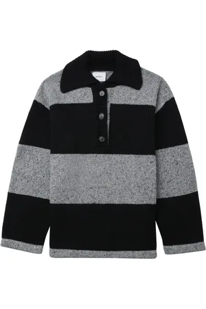 Halfboy Suéter con cuello italiano y rayas estampadas