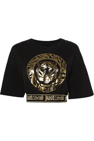Roberto Cavalli Top corto con logo estampado