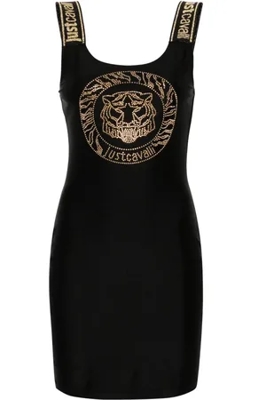 Roberto Cavalli Vestido corto con motivo Tiger Head