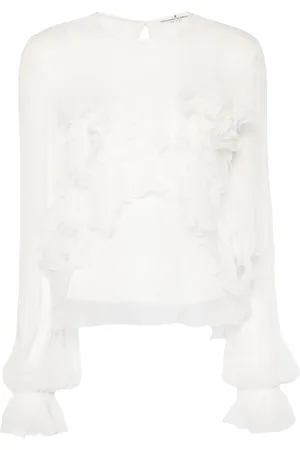 ERMANNO SCERVINO Blusa de seda con aplique floral