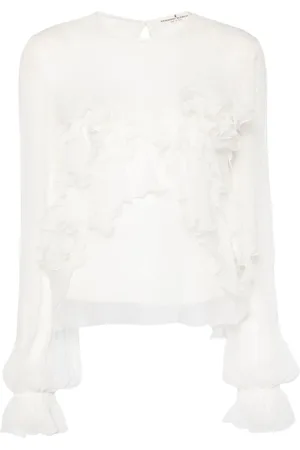 ERMANNO SCERVINO Blusa de seda con aplique floral