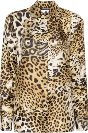 Roberto Cavalli Camisa de seda con estampado de leopardo