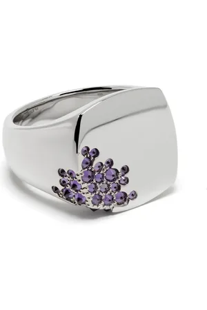 TOM WOOD Anillo Cushion Purple Molecule en plata de ley con circonita