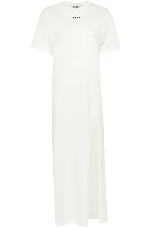 Msgm Vestido estilo playera con logo estampado