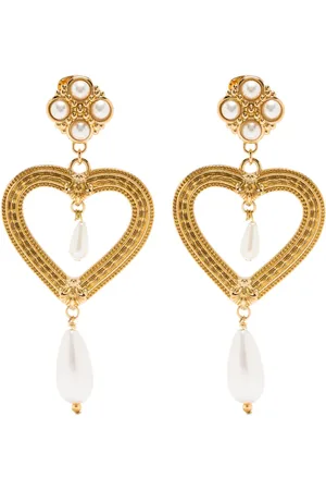Moschino Aretes de clip en forma de corazón