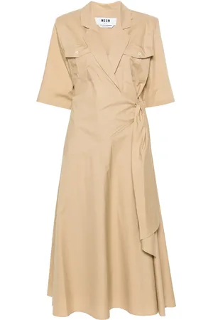 Msgm Vestido camisero midi con diseño cruzado