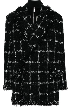 SACAI Chamarra de tweed con flecos en el borde