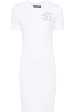 VERSACE Vestido estilo playera con logo estampado