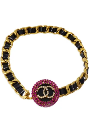 CHANEL Cinturón con detalles de strass y logo CC 1995